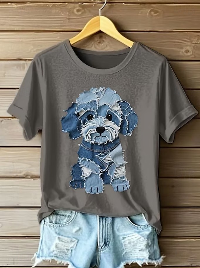 Femmes T-shirt Graphique Animal Chat ancien Élégant Classique Manche Courte Col ras du cou Hauts Réguliers Quotidien Week-end Imprimé Noir Blanche Rose Claire Bleu Vert Été Printemps de 2025 ? €18.89 –P6