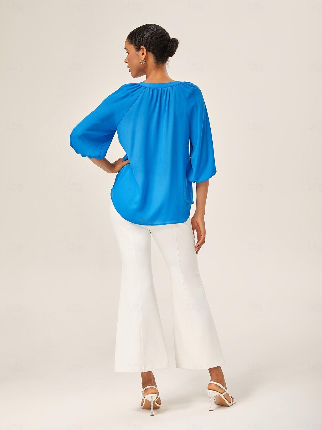 Blue Chiffon Ruched Vacation Top 2026 - $56.99 –P9