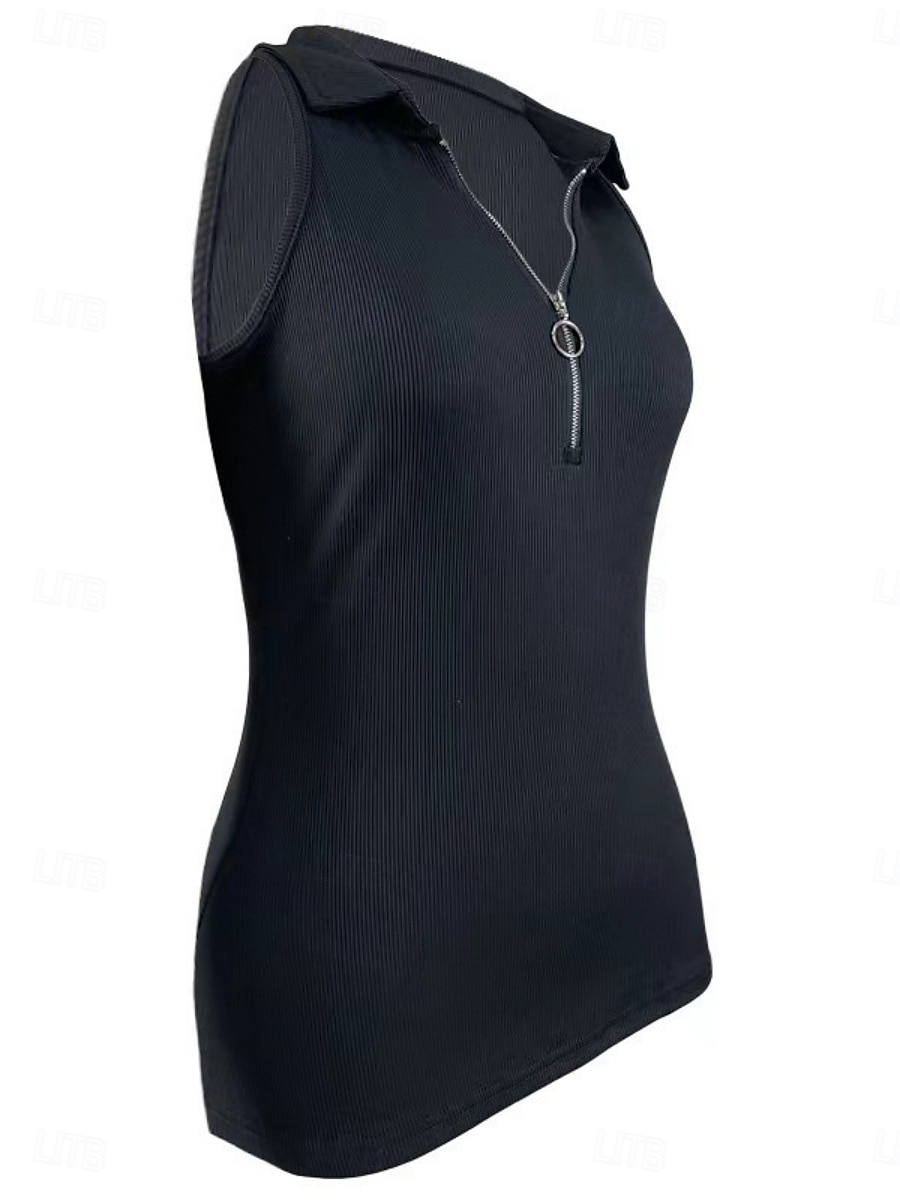 Pentru femei Camisole Tank Top Culoare solidă Modern Casual Fără manșon Guler Cămașă Topuri obișnuite Zilnic Fermoar Negru Roșu Vin Albastru piscină Maro Trifoi Vară 2025 - $15.99 –P3