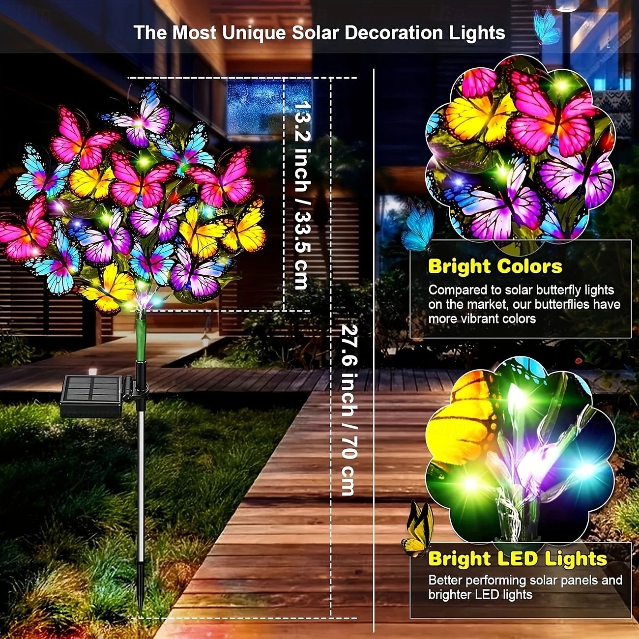 2 Pcs Solar Butterfly Tree Lights Outdoor Waterproof Pathway Lights for Wedding Party Villa Walkway Garden Lawn Camping Party Landscape Decoration 2025 - $26.99 –P7