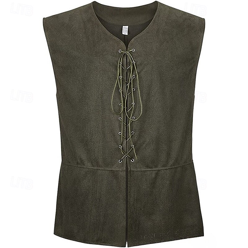 Herren Weste aus Wildlederimitat Weste Gilet Outdoor Täglich Vintage Frühling Herbst Schnürung Polyester Bequem Einfach V Ausschnitt Normale Passform Dunkelbraun Schwarz Wein Marineblau Weste 2025 - $19.49 –P8