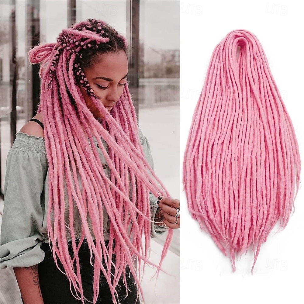 extensões de dreadlock preto de 20 polegadas - 0,24 pol. de largura, extensões de dreadlock de lã com 20 fios, dreadlocks de lã com duas pontas para mulheres &homens - dreadlocks hippie feitos à mão de 2025 por $44.99 –P6