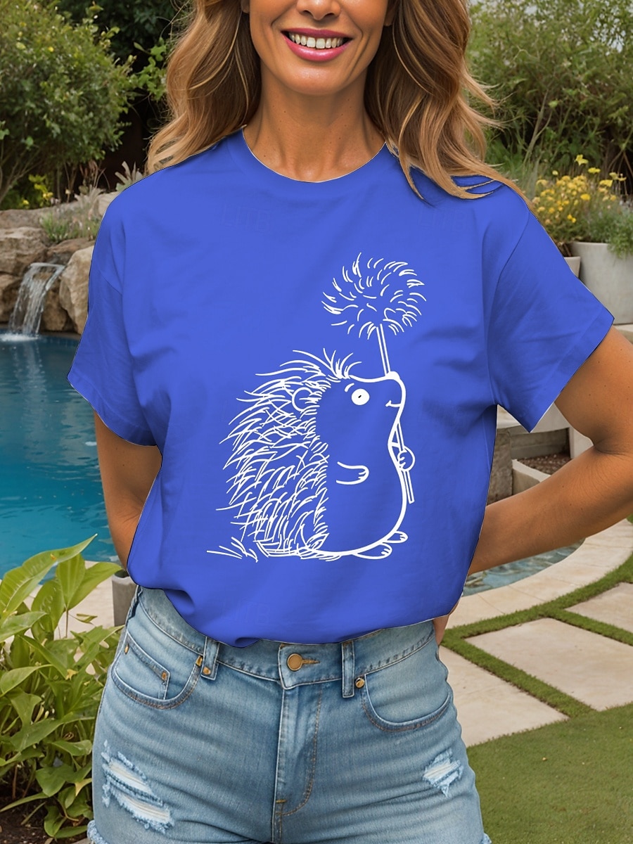 Femmes T-shirt Graphique Animal ancien Élégant Classique Manche Courte Col ras du cou Col rond Hauts Réguliers Quotidien Week-end Imprimé Noir Blanche Rose Claire Rouge Bleu Été Printemps de 2025 ? $19.99 –P8