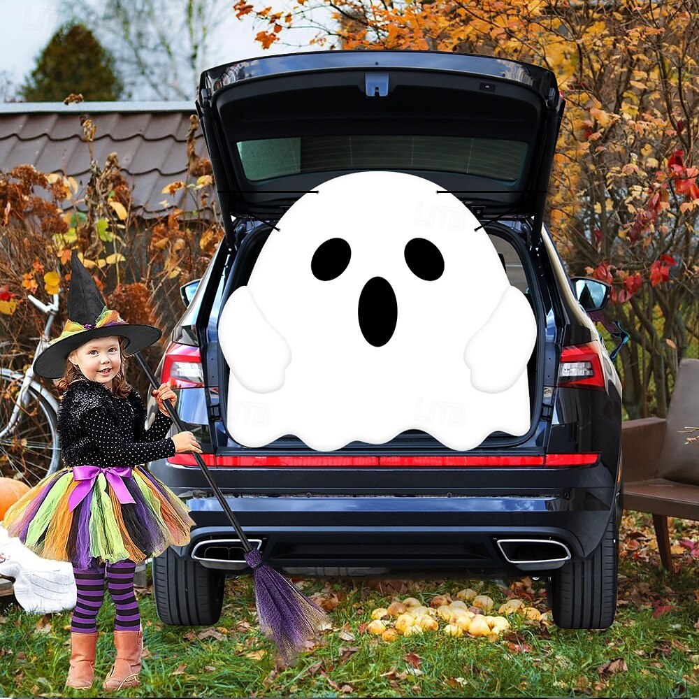Halloweenská pochoutka do kufru auta, dekorace auta s duchy, halloweenské dekorace, halloweenská látková dekorace auta, halloweenská dekorace do kufru auta, dekorace s duchy a dýní, tapeta na zeď 2025 - $24.99 –P1