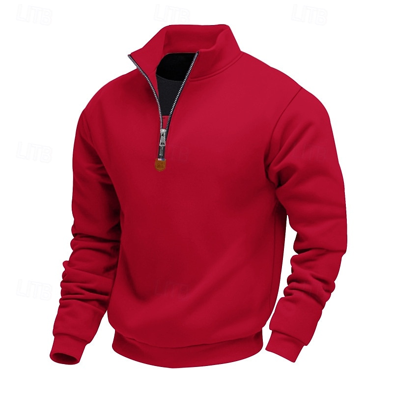Hombre Sudadera Sudadera con un cuarto de cremallera Albaricoque Negro Blanco Vino Rojo Media cremallera Plano Deporte Diario Festivos Poliéster Ropa de calle Básico Casual Primavera Otoño Ropa 2025 - $21.99 –P10