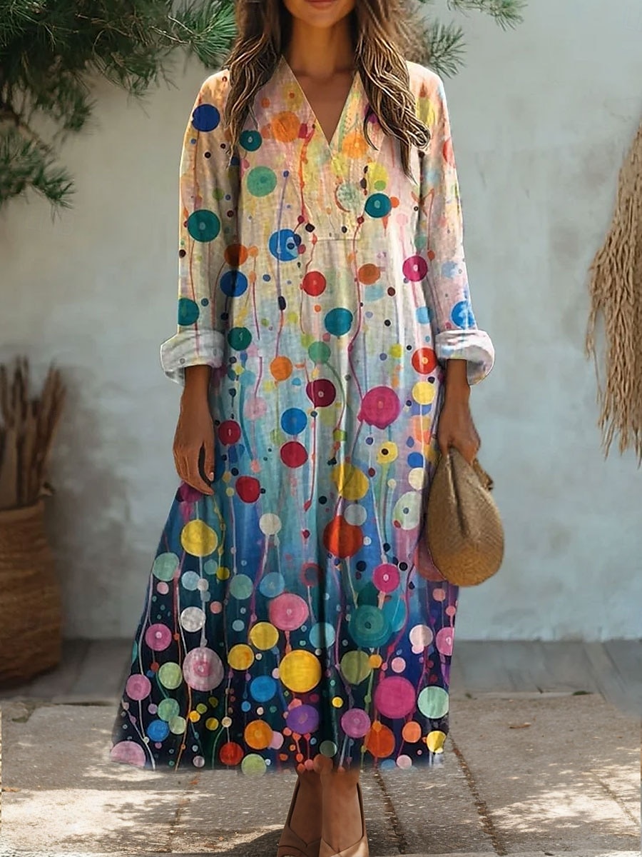 Femmes Robe Midi Robe d'Été Robe trapèze Vacances Occasionnel Sortir Coupe Ample Fleuri Graphique Paisley manche longue Col en V Noir Jaune Rose Claire Bleu Printemps Automne de 2025 ? $35.99 –P2