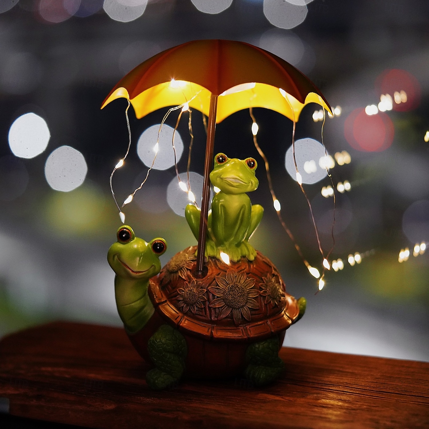 1 lámpara decorativa de resina con forma de tortuga solar impermeable para exteriores, con forma de rana y paraguas, para patio, jardín, parque, césped, sendero, luces de observación paisajísticas. 2026 - $26.99 –P11