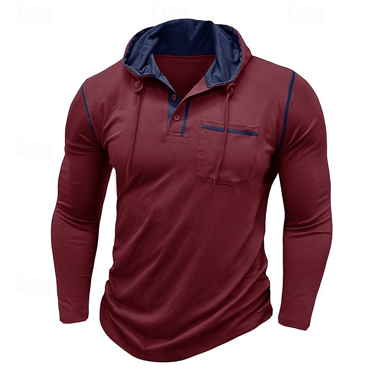 Men's Tee Top Long Sleeve Shirt Long Sleeve Hooded Summer All Seasons Solid Color Daily Casual Street Style Hooded Outdoor Street Causal Light Blue White Black Top Tee for Men 2025 - $22.99 –P4