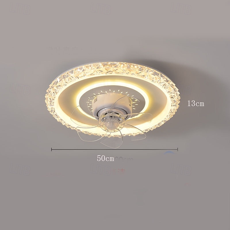 plafondventilator met verlichting ronde ventilatorlamp met afstandsbediening led hanglamp ventilator voor woonkamer eetkamer plafondlamp 2025 - $236.19 –P5
