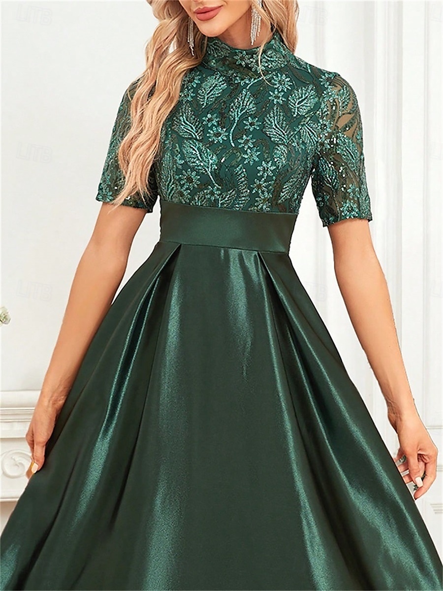 A-Line quinceanera šaty elegantní šaty formální svatební šaty po podlahu krátký rukáv kulatý výstřih polyester s plisováním 2025 - $109.99 –P3