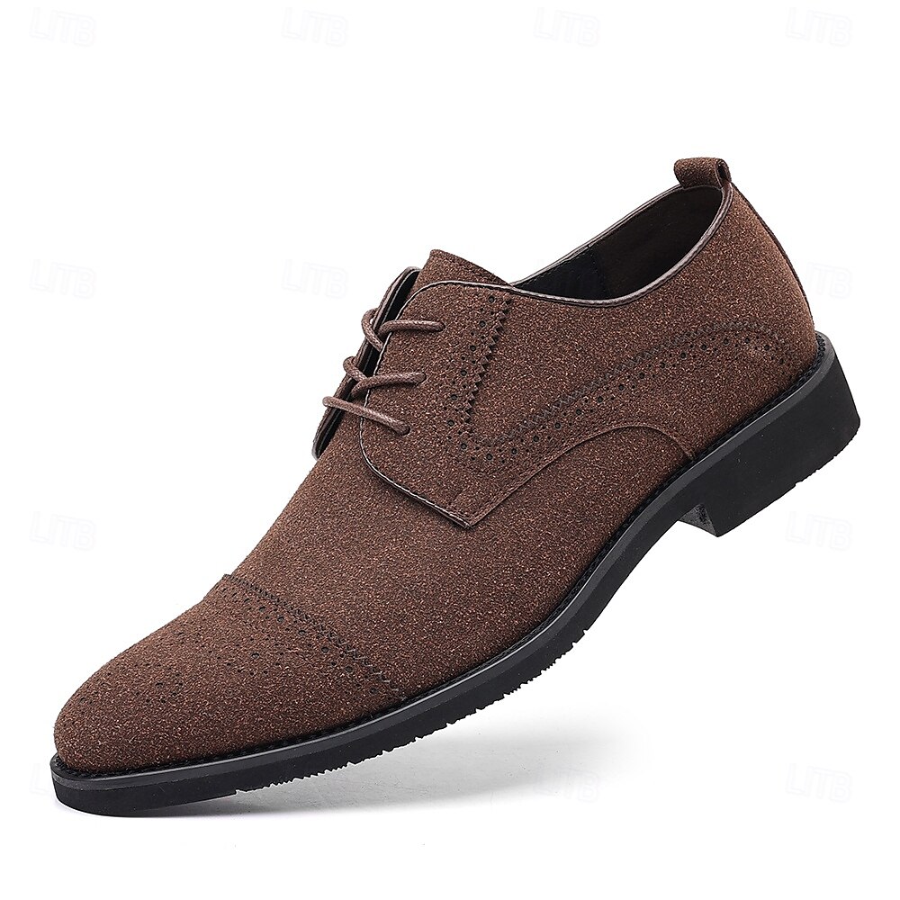 Men's Oxfords Brogue Walking British PU Leather Suede Breathable Comfortable Slip Resistant Lace-up Dark Brown Black Blue Fall Winter 2025 - $42.99 –P2