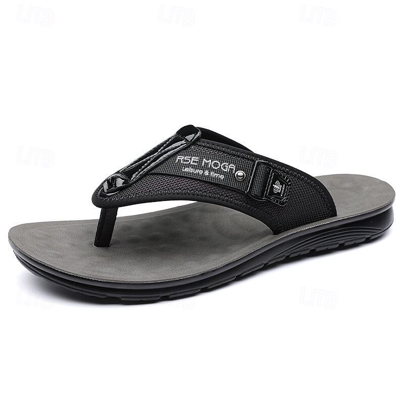 herre flip-flops i kunstskinn og netting, pustende slip-on-design med polstret såle, ideell for sommerstrand ved bassengkanten og avslappede helger 2025 - $24.99 –P2