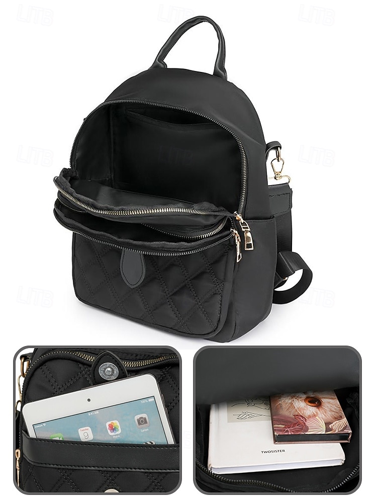 damski wodoodporny pikowany nylonowy plecak - stylowa, lekka torba na co dzień z górnym uchwytem i wieloma kieszeniami do szkoły, pracy, podróży i codziennego użytku 2026 - $32.99 –P8