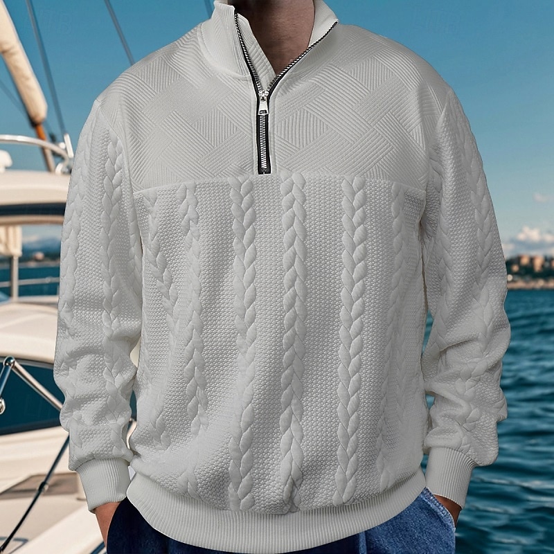 Per uomo Felpa con cappuccio e zip Felpa con zip Nero Bianco Blu marino Cachi Grigio chiaro Colletto Mao Semplice Zip a un quarto Casuale Quotidiano Ferie Streetwear Cool Casual Autunno & Inverno del 2025 a $31.99 –P4