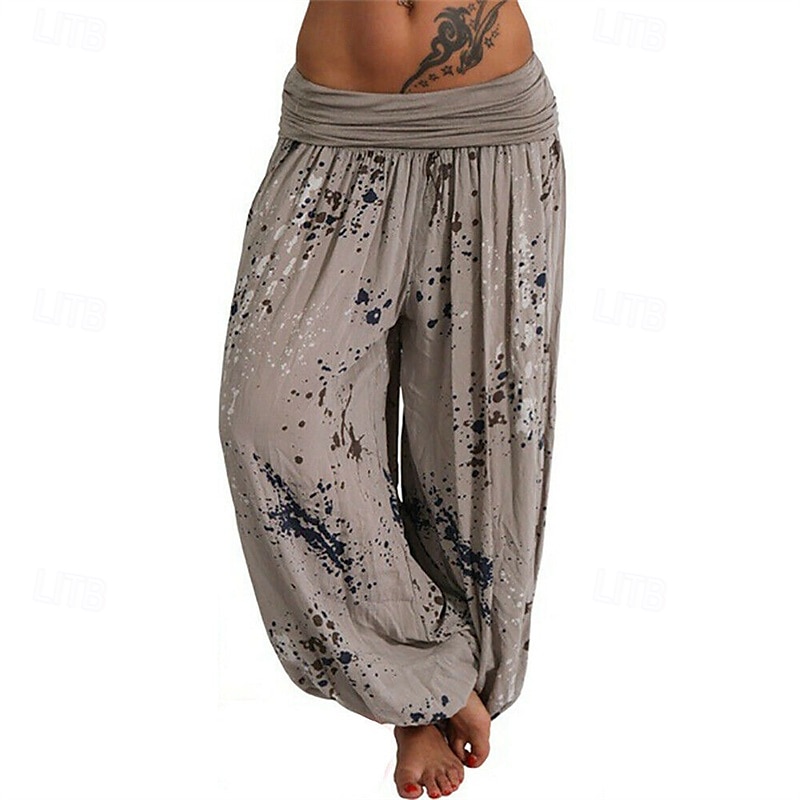 Mujer Pantalones Pantalones palazzo Moda Boho Longitud total Media cintura Estampado Cintura elástica Confortable Cómodo Microelástico Calle Ropa Cotidiana Noche Blanco Amarillo Rosa Verde Ejército 2025 - $19.99 –P4