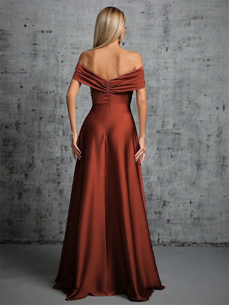 Suknie A-liniowe Quinceanera Elegancka Suknia Formalna Weselna do ziemi bez rękawów z odkrytymi ramionami z satyny z fałdami 2025 - $79.99 –P11