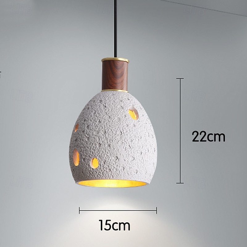 Candelabru din lemn de alamă, corp din piatră de fagure negru/gri/alb, pandantiv, design gol, corp de iluminat de tavan pentru insulă de bucătărie, sufragerie, dormitor, hol, bar, living 2025 - $190.99 –P4