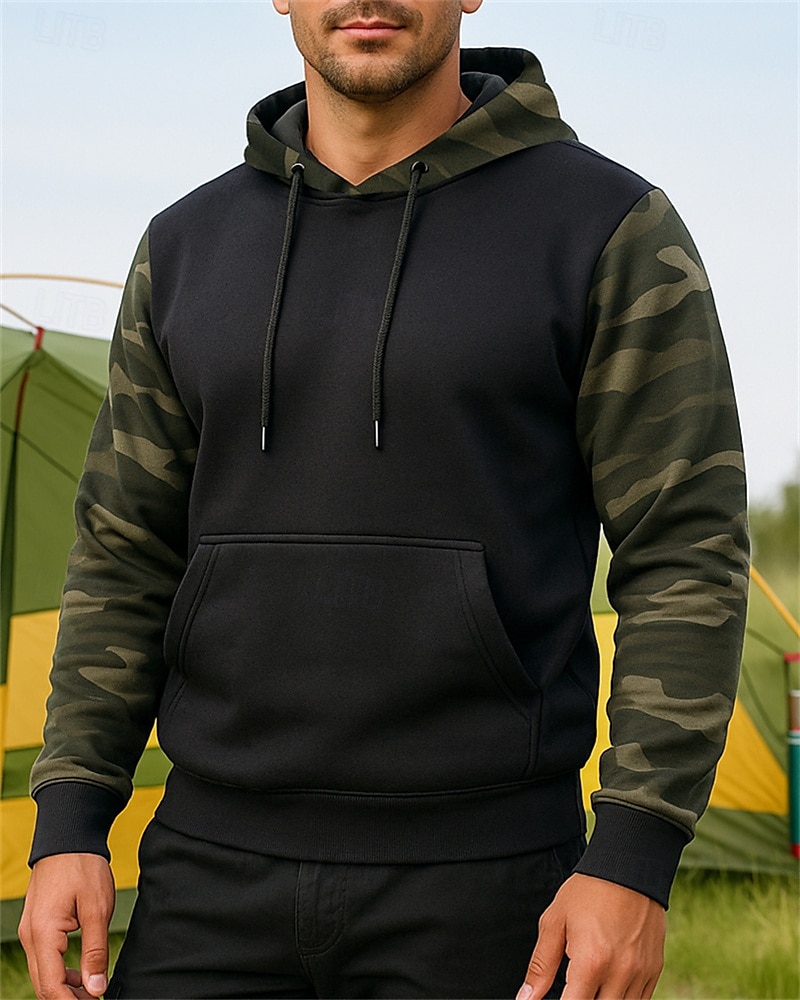 Per uomo Felpa con cappuccio Felpa da escursione cima dell'escursionismo Manica Lunga Con Cappuccio Top Esterno Leggero Elastico Traspirante Pullover Poliestere Mimetico Nero Verde militare Cachi del 2025 a $21.99 –P5