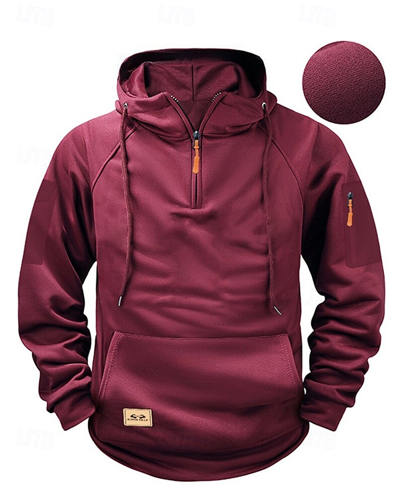 Men's Hoodie Quarter Zip Hoodie Black Wine Navy Blue Blue Camel Hooded Plain Pocket Sports & Outdoor Daily Holiday Polyester Streetwear Basic Casual Spring Autumn / Fall Clothing Apparel Hoodies 2026 - $27.99 –P3
