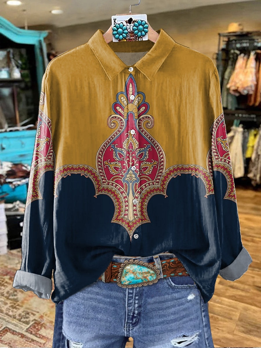 Women's Shirt Linen Like Breathable Lightweight Button Down Tunic Shirt Collar Long Sleeve Floral Graphic Western Casual Regular Tops Work Daily s Print Blush Pink Yellow Red Spring Fall Winter 2026 - $36.99 –P2