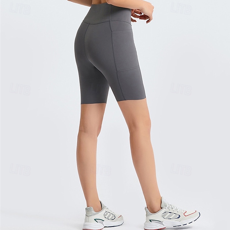 Dam Shorts Damasker Streetwear Ledigt Knelängd Hög midja Slät Elastisk midja Mateial som andas Elastisk Semester Gata Dagliga kläder Svart Blå Grön Ljusgrå Sommar Normal 2025 - $20.99 –P6