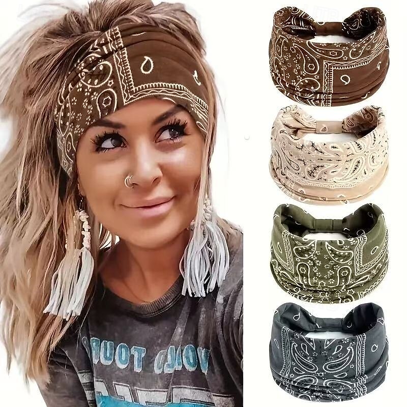 Fasce per capelli da yoga da donna, confezione da 4, fasce elastiche per capelli sportive che assorbono il sudore, fasce elastiche per la testa da allenamento per lo stile europeo e americano del 2025 a $11.99 –P6