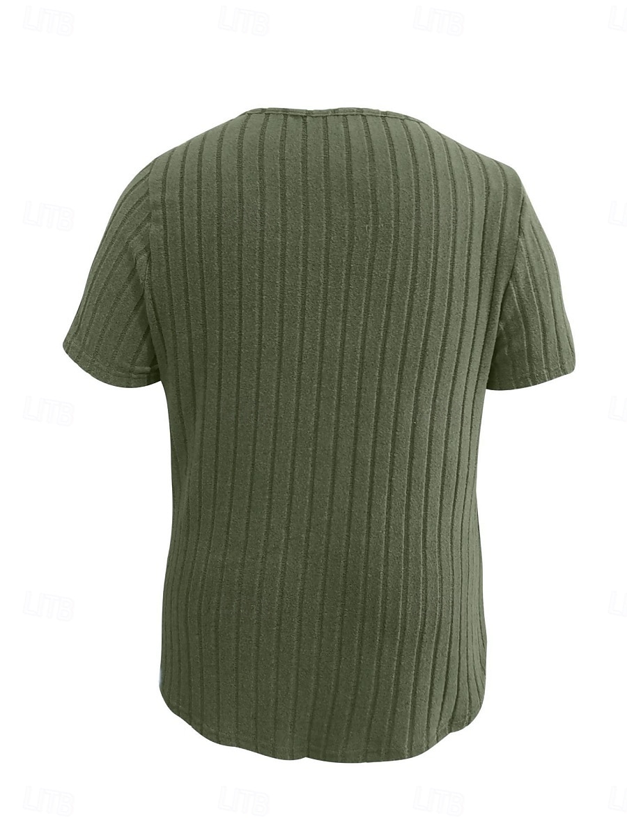 Pentru femei Plus Size Topuri Tricou Culoare solidă Peteci Manșon scurt În V Modă Șic Stradă Casual Zilnic Sfârșit de săptămână Împletit Vară Albastru regal Maro 2025 - $19.99 –P9
