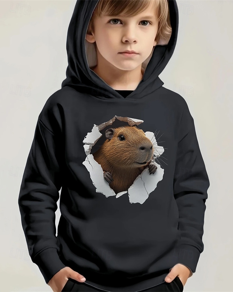 Pojkar 3D Djur Huvtröja Långärmad Vår Höst Mode Streetwear Barn 4-12 år Huva Utomhus Ledigt Dagligen Normal 2025 - $18.99 –P1