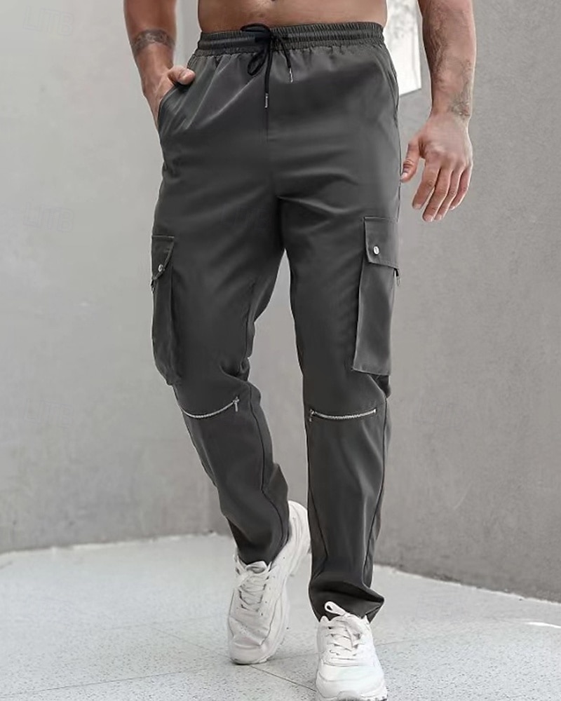 Men's Cargo Pants Trousers Drawstring Elastic Waist Multi Pocket Plain Wearable Outdoor Daily Camping & Hiking Fashion Classic Black Brown 2025 - $20.99 –P15