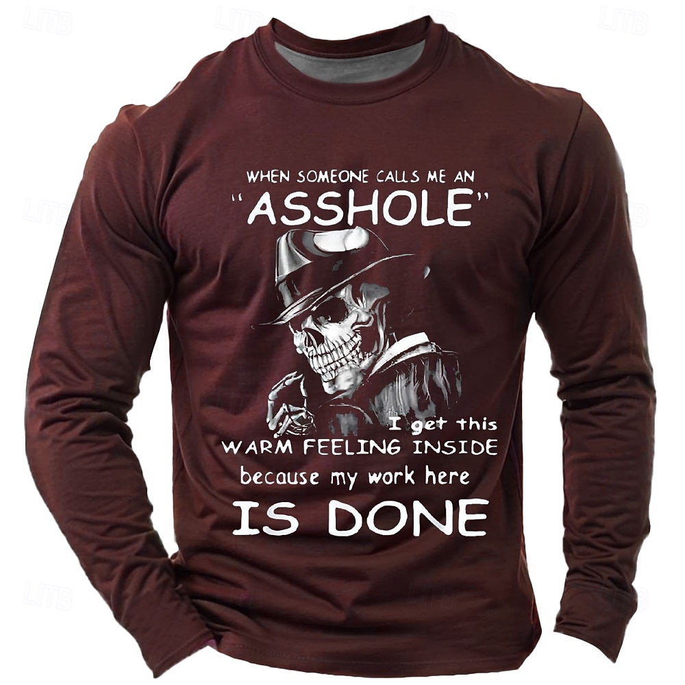 Herren Lustiger Slang T Shirt Langarm T-Shirt Grafikdruck Rundhalsausschnitt Hemd Mode Täglich Basic Straße Lässig Täglich Schwarz Burgunderrot Blau Sommer Frühling Ganzjahres Bekleidung S M L XL XXL 2025 - $19.99 –P4