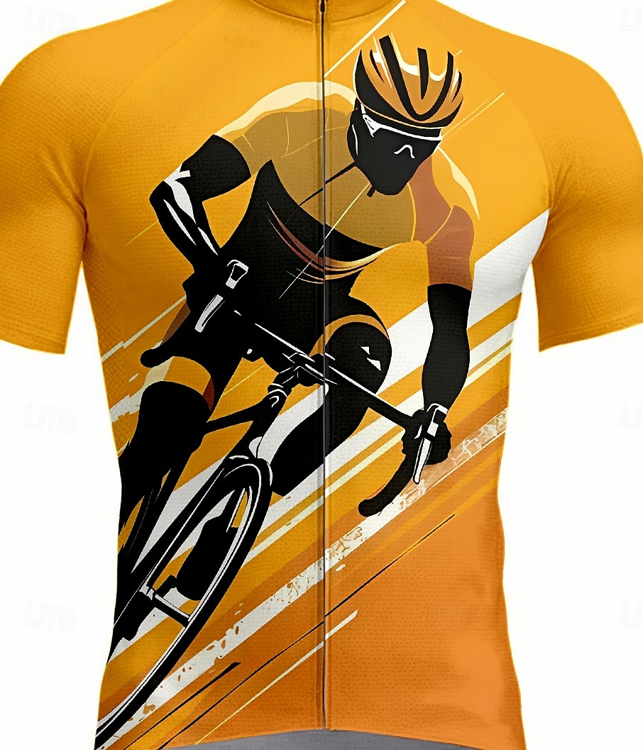 Homme Maillot de cyclisme Manche Courte Cyclisme Maillot Top avec 3 poches arrière Résistant aux UV Séchage Rapide Fermeture Éclair Frontale Bandes réfléchissantes Jaune Des sports Vêtement Tenue de 2025 ? $25.99 –P3