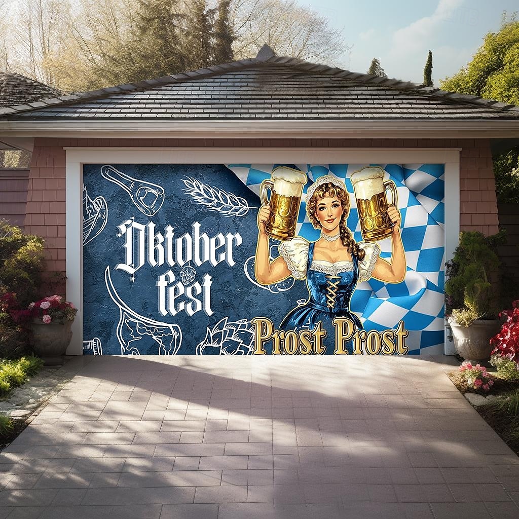 Oktoberfest utendørs garasjeportdeksel banner vakker stor bakteppedekorasjon for utendørs garasjeport hjem veggdekorasjoner arrangement fest parade 2026 - $32.99 –P1