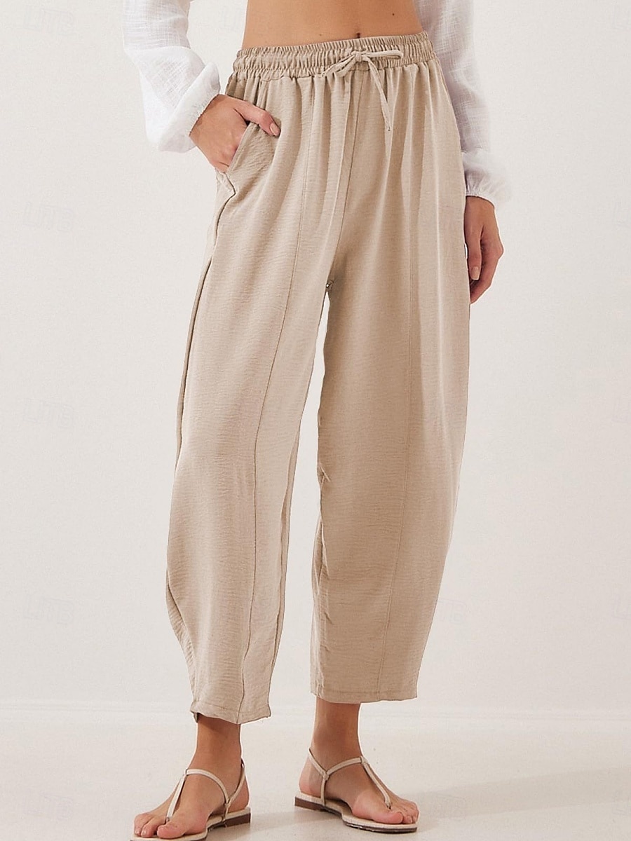 Per donna Chinos Moda Streetwear Essenziale Lunghezza intera Vita Alta Semplice Tasca Fascia Elastica Comodo Morbido Confortevole Micro-elastico All'aperto Streetwear Blu Marrone Cachi Azzurro chiaro del 2025 a $22.99 –P1