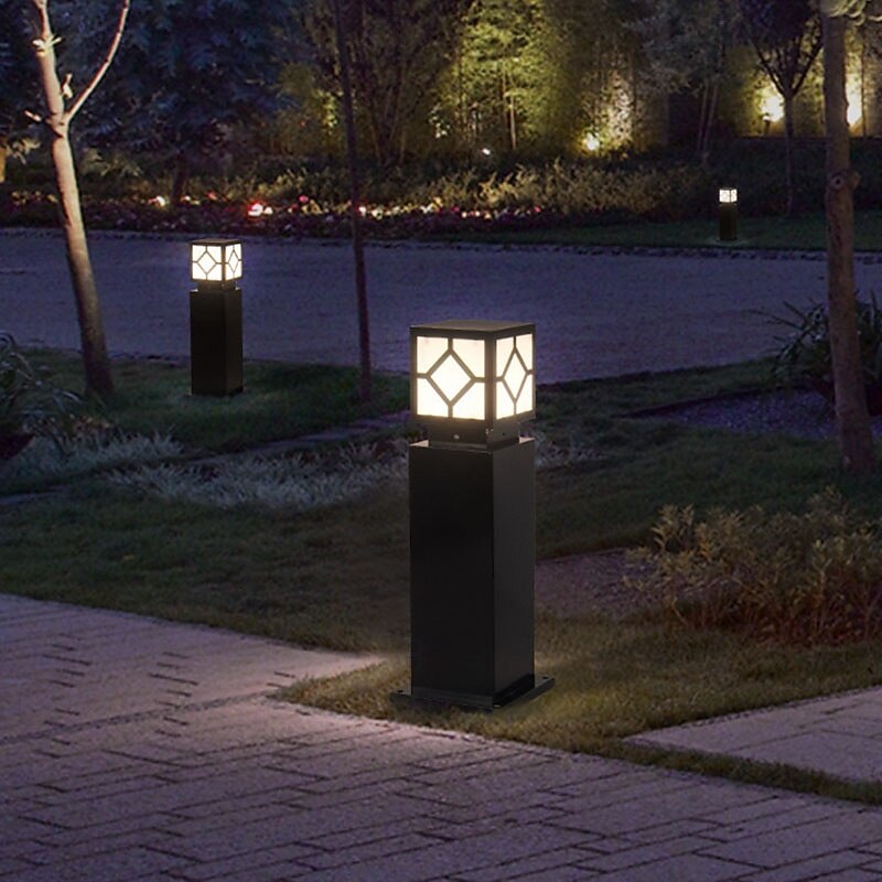 Lámpara de poste para exteriores, moderna lámpara de columna para entrada de patio, carcasa de metal, 110-240 V, 5 W 2025 - $160.99 –P14
