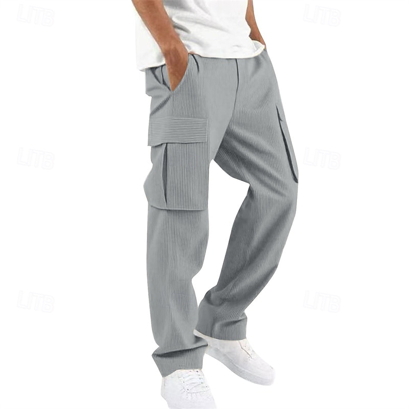 Men's Cargo Pants Trousers Corduroy Pants Multi Pocket Straight Leg Plain Wearable Daily Outdoor Camping & Hiking Fashion Classic White Yellow 2026 - $27.99 –P4