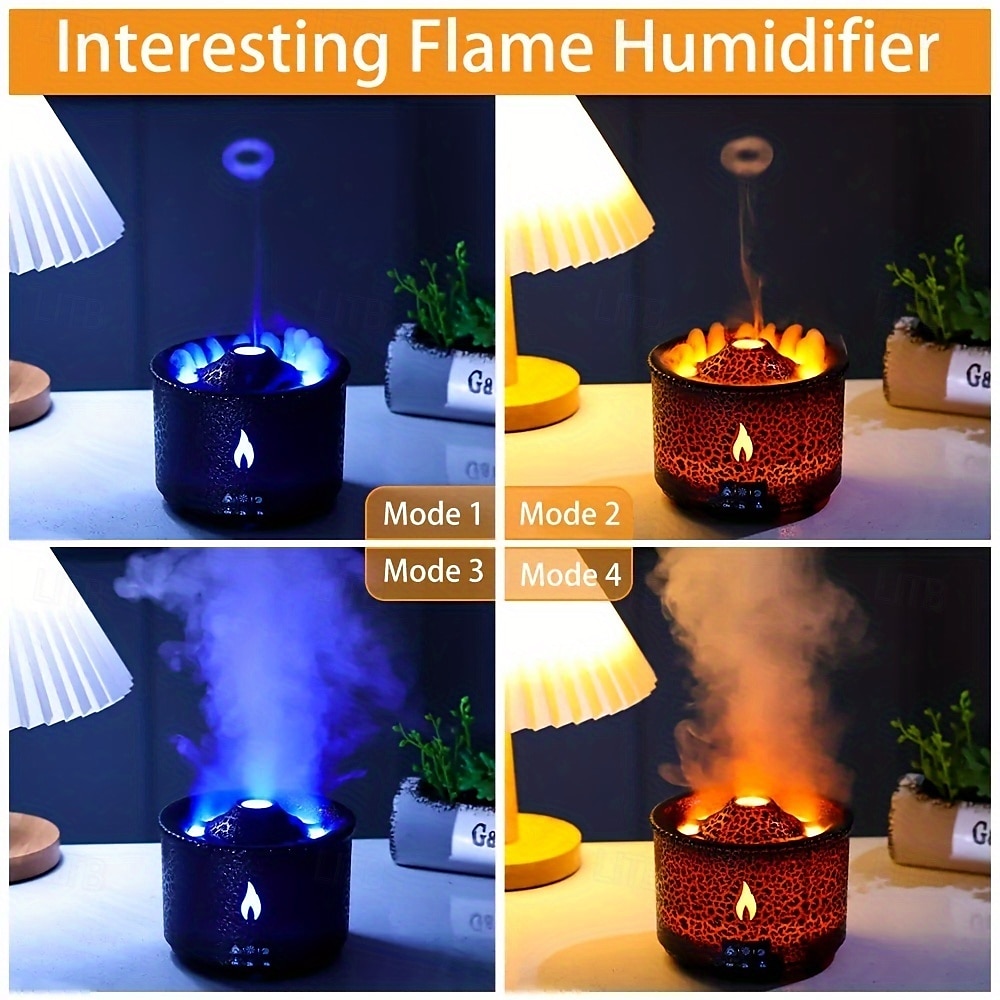 Volcanic Flame Aroma Diffuser with LED Night Light - Portable Essential Oil Humidifier Auto Shut-Off 2 Color Modes Ideal for Home & Office 2025 - $68.99 –P5