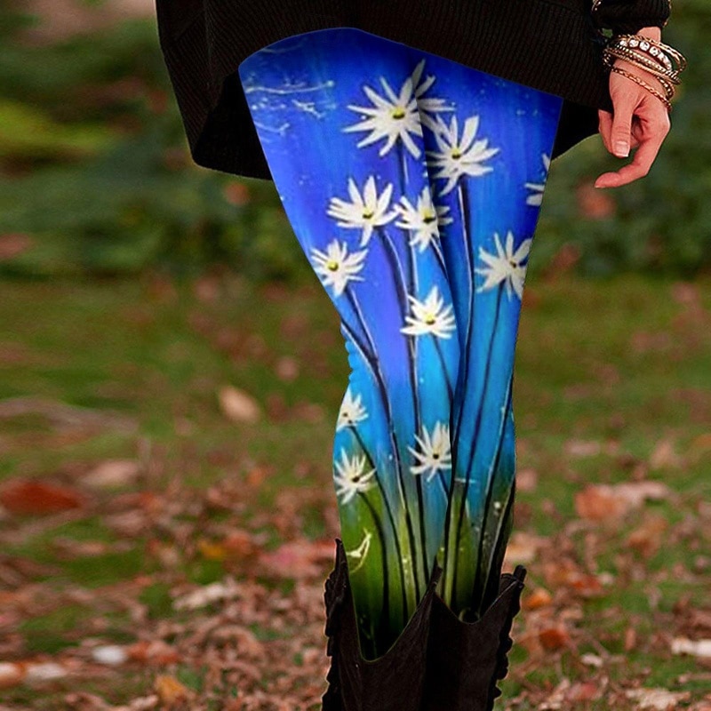 Damen Stoffhosen Leggings Gemütliche Leggings Streetwear Lässig Volle Länge Natürliche Taille Blume Elastischer Bund Druck Bequem Außenbereich Outdoor Urlaub Saphir Marineblau Marinenblau Schwarz 2026 - $19.99 –P7