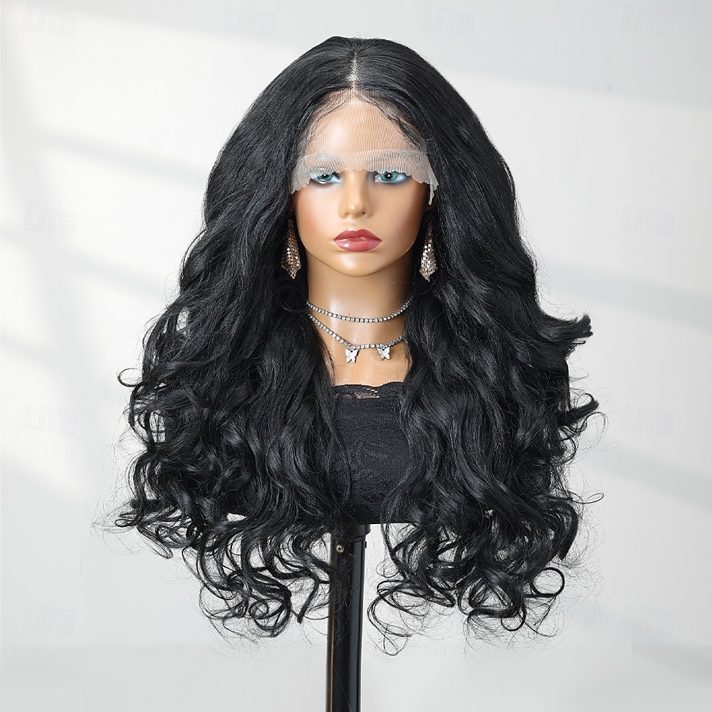 Synthetic Lace Wig Body Wave Style 22 inch Black Middle Part 13x6 Lace Front Wig Women's Wig Black 2026 - $81.99 –P3