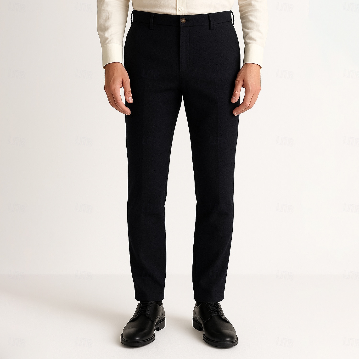 Homens Calças Côr Sólida Comprimento do joelho O negócio Estilo Clássico Casual Preto Branco Sem Elasticidade de 2025 por $41.99 –P7