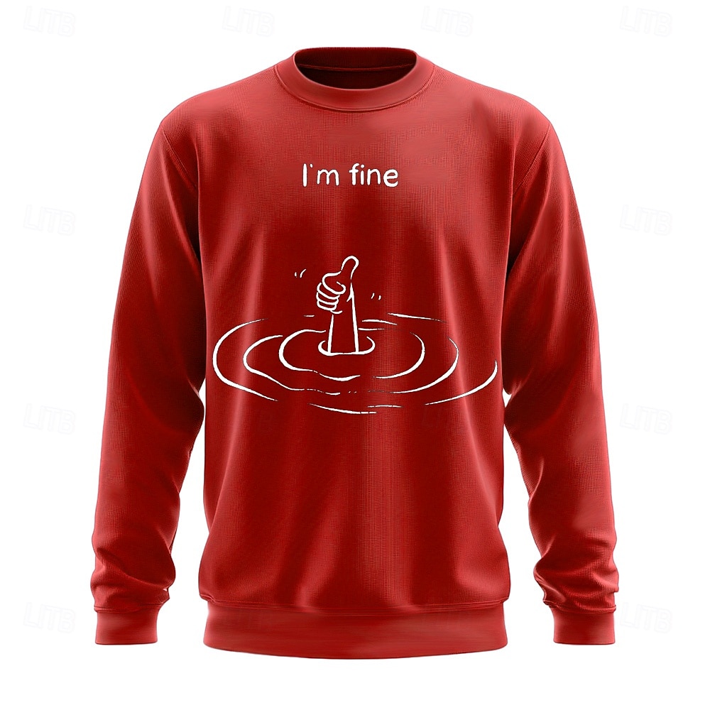 Felpa a Collo Alto Rossa da Uomo con Grafica Divertente 'Sto Bene' Con Pollice in Su del 2026 a $28.99 –P2