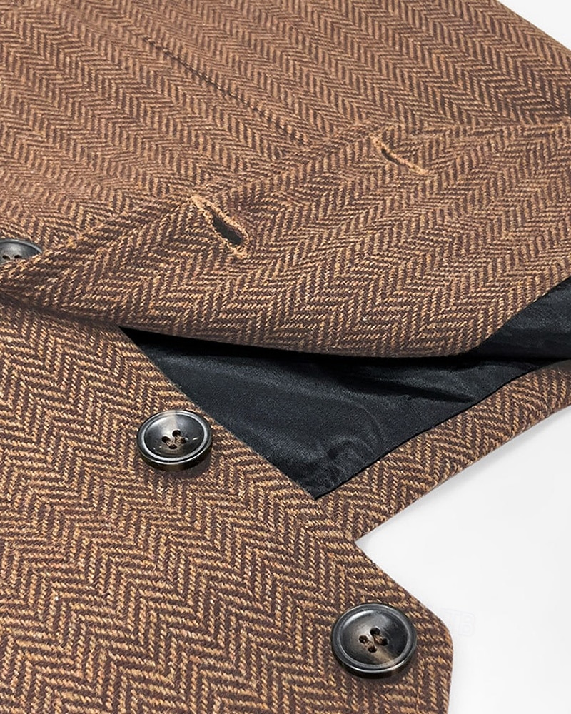 Herren Weste Gilet Urlaub Party Geschäft Mode Lässig Frühling Herbst Knöpfe Tasche Wollen Bequem Einfarbig Einreihig Ein-Knopf Flacher Kragen Normale Passform Braun Armeegrün Grau Weste 2025 - $38.99 –P6
