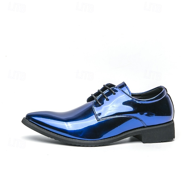 Chaussures à lacets en cuir verni vert pour hommes – chaussures habillées brillantes avec une finition polie, idéales pour les mariages et les soirées de 2025 ? $34.99 –P3