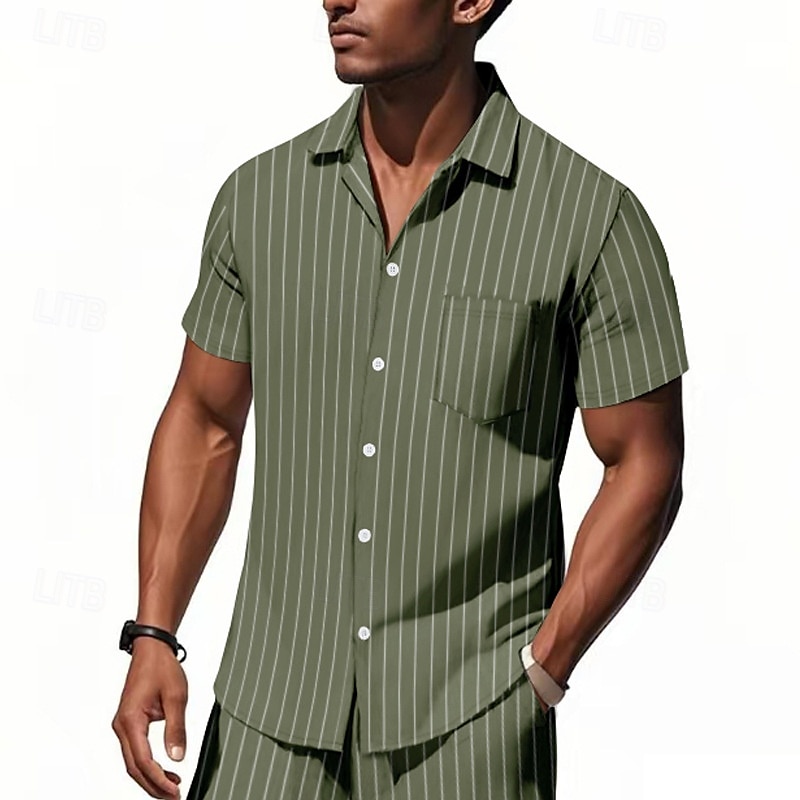 Per uomo Camicia Camicia di lino Camicia casual Camicia con Bottoni Camicia di cotone A righe Vacanza Streetwear Nero Bianco Blu marino Cachi Manica Corta Collo ripiegato Estate Abbigliamento del 2025 a $21.99 –P15