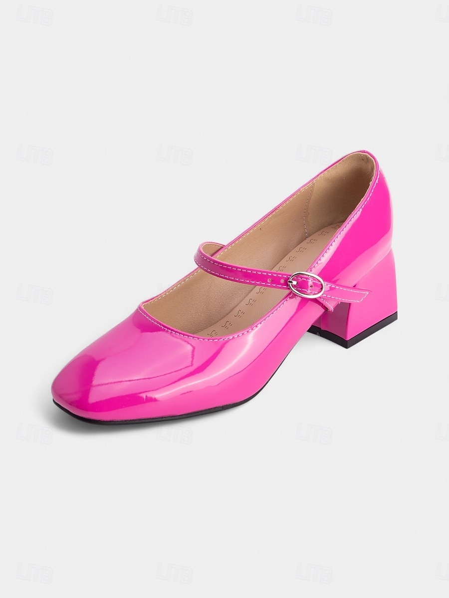 Dame vintage lyseblå lakksko med Mary Jane-blokkhæl – retro pensko i 1950-tallsstil for tenåringer og damer, ideelle for fester, skolearrangementer og hverdagslige elegante antrekk 2025 - $42.99 –P10