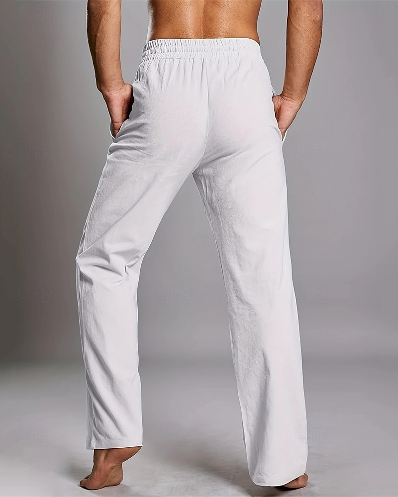 Men's Linen Pants Trousers Summer Pants Beach Pants Pocket Elastic Waist Drawstring Plain Comfort Breathable Vacation Daily Holiday Hawaiian Boho Dark Brown ArmyGreen 2025 - $17.99 –P4