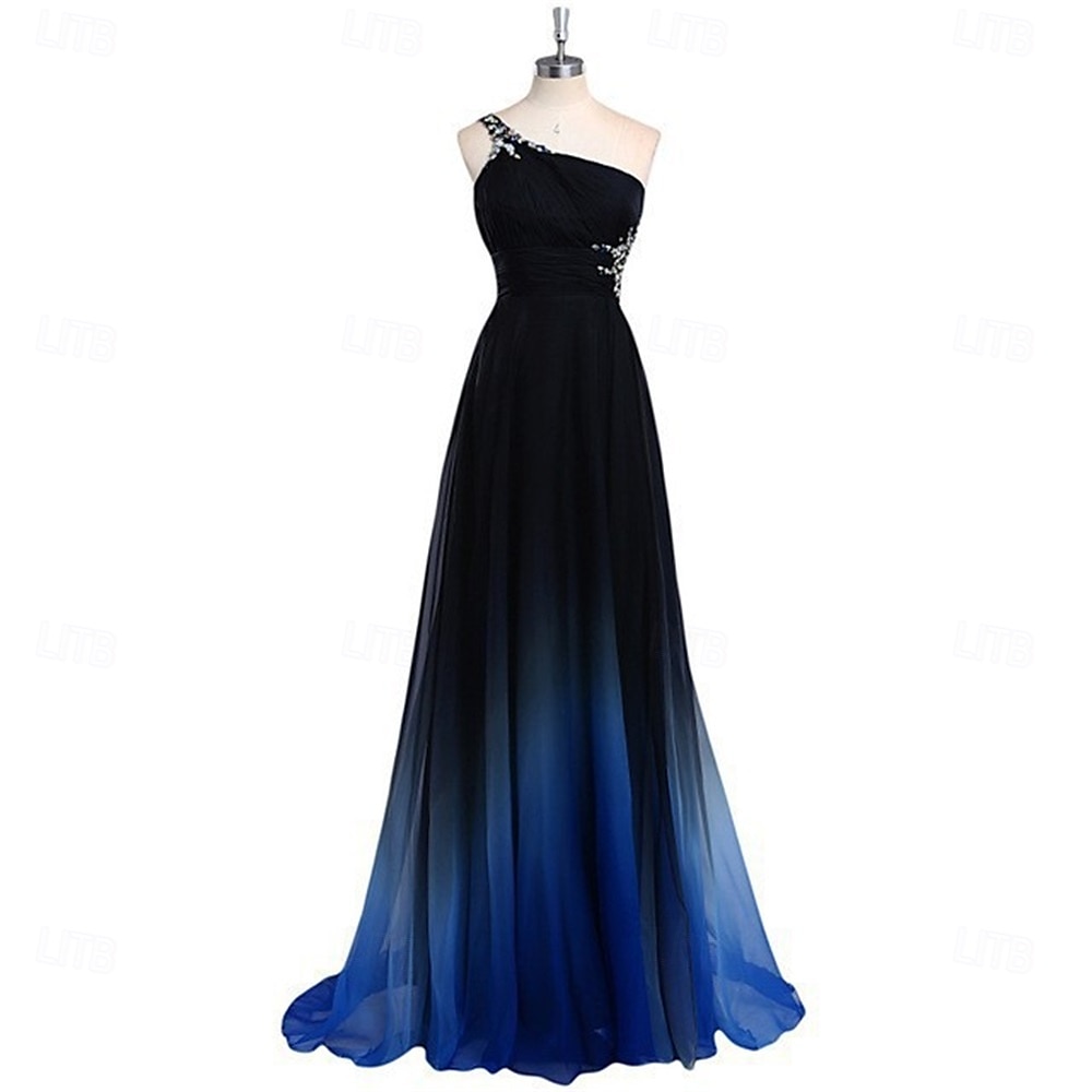 Linea ad A Abito da Sera Elegante Vestito Formale Matrimonio Lunghezza al pavimento Senza Maniche Monospalla Chiffon con Pieghe 2025 del 2025 a $119.99 –P7