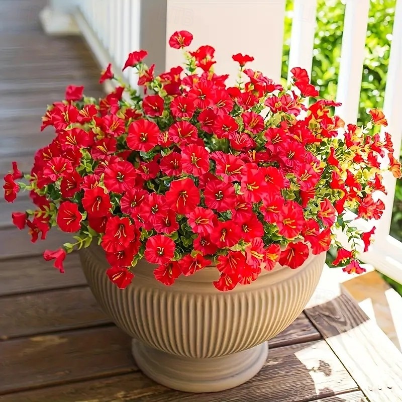 Pacote com 8 flores artificiais de ipomeia, flores de plástico duráveis e resistentes ao desbotamento para decoração de primavera, Páscoa, Dia dos Namorados, Dia das Mães, decoração de jardim de 2025 por $17.49 –P8
