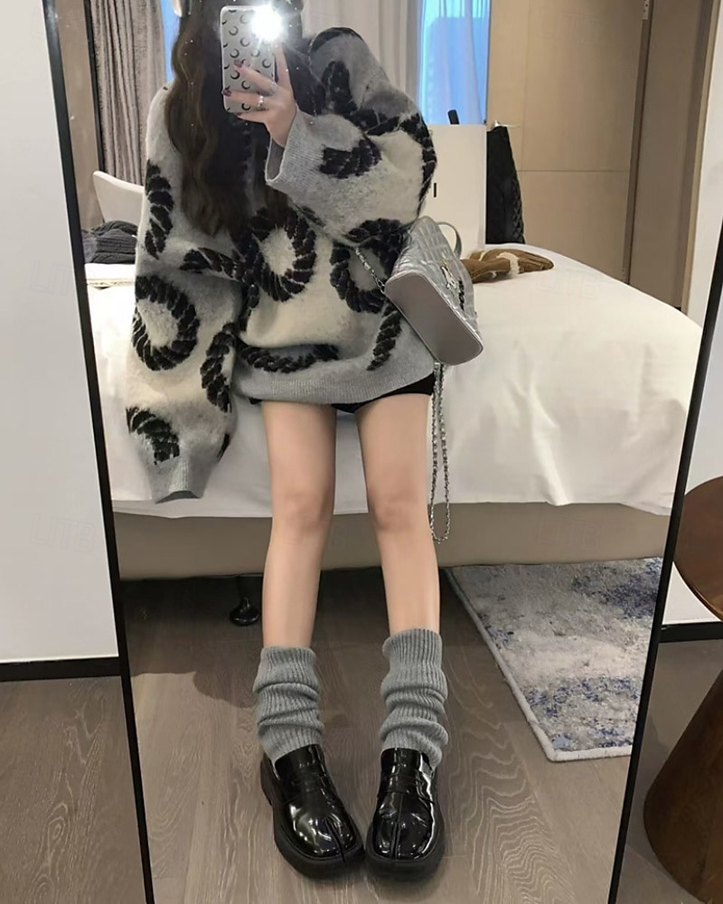 Women's Sweater Pullover Fashion Tie Dye Ribbed Crew Neck Knitted Long Sleeve Regular Tops Knit Holiday Going out Weekend Purple Coffee Fall 2025 - $33.99 –P6