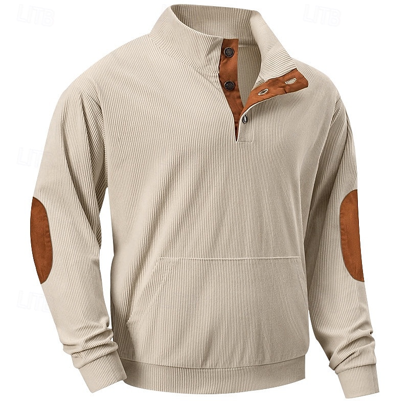 Hombre Sudadera Albaricoque Negro Verde Ejército Marrón Gris Claro Cuello Mao Bloque de color Retazos Bolsillo Con Texturas Deporte Diario Festivos Poliéster Pana Ropa de calle Básico Casual 2025 - $24.99 –P1