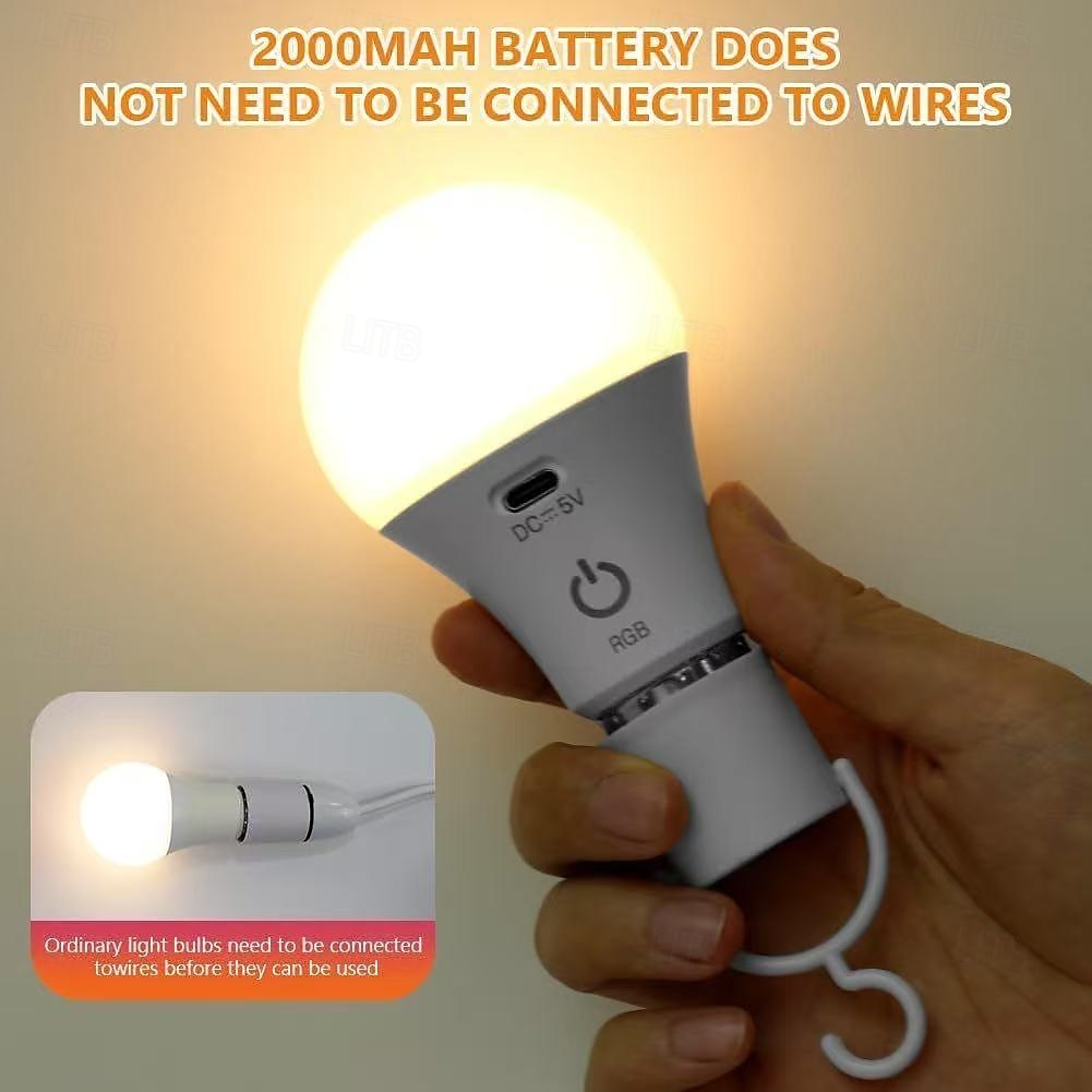 LED Lamp Dimmable Multicolour RGB Light Bulb 2000 mah Rechargeable Bulb A65 Light Smart Remote Control Home Decor Outdoor Activities and Camping 2025 - $16.99 –P10
